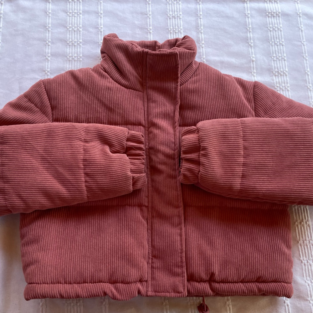 Pink Corduroy Puffer Jacket
